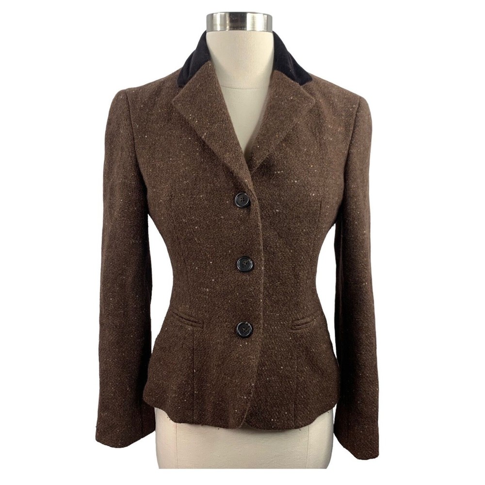 Vintage Ralph Lauren Black Label Coat blazer sz 4 Womens Wool cashmere brown twe